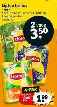 Kruidvat Lipton ice tea green, peach en sparkling aanbieding