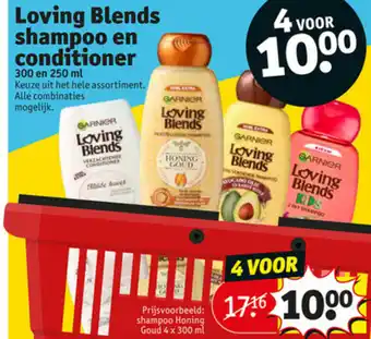 Kruidvat Loving Blends shampoo of conditioner 4*300/250ml aanbieding