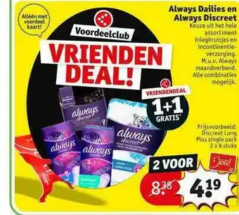 Kruidvat Always dailies en always discreet aanbieding