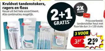 Kruidvat Kruidvat Tandenstokers, ragers en floss 2+1 aanbieding