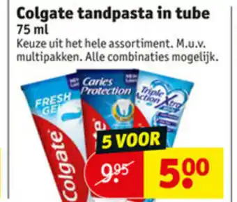 Kruidvat Colgate tandpasta in tube 5*75ml aanbieding