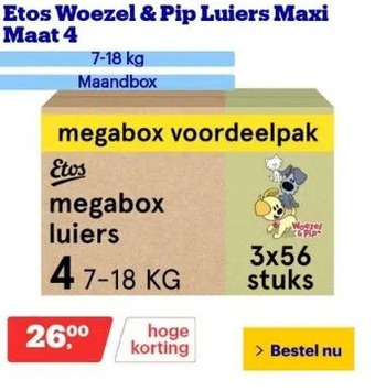 Bol.com Etos woezel & pip luiers maxi maat 4 aanbieding