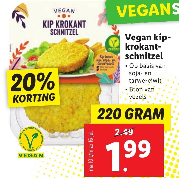 Vegan kip krokant 220 GRAM aanbieding bij Lidl