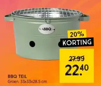 Xenos Bbq teil groen. 33x33x28.5 cm aanbieding