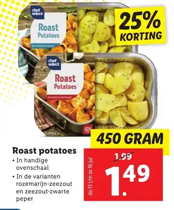 Lidl Roast Potatoes 450 GRAM aanbieding