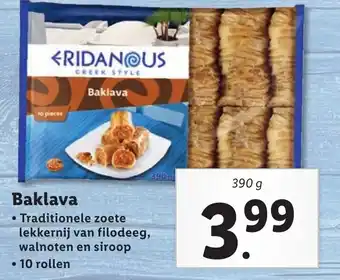 Lidl Baklava 390g aanbieding