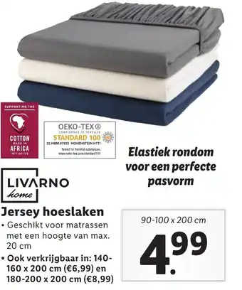 Lidl LIVARNO home Jersey hoeslaken 90-100x200cm aanbieding