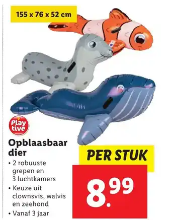 Lidl Play tivě Opblaasbaar dier 155x76x52cm aanbieding