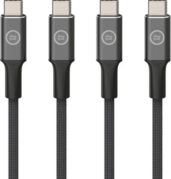 Coolblue Bluebuilt usb c naar usb c kabel 100w 3m nylon zwart duo pack aanbieding