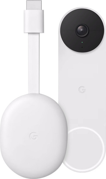 Coolblue Google chromecast hd met google tv + google nest doorbell aanbieding