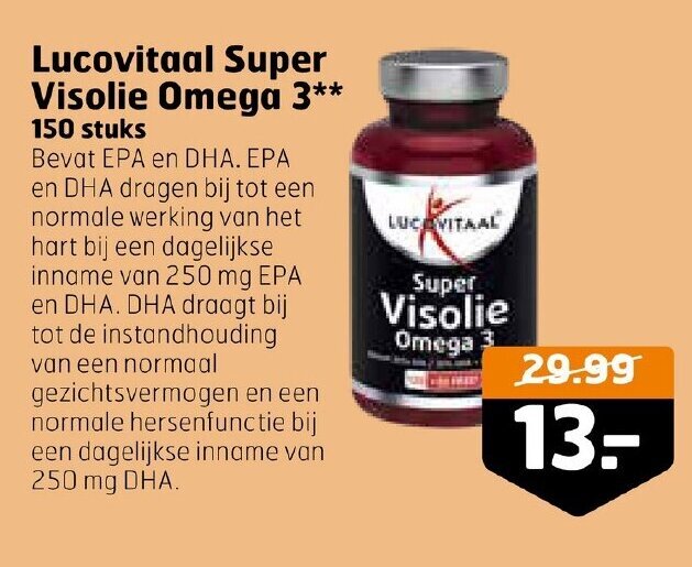 Lucovitaal Super Visolie Omega 3** 150 stuks aanbieding bij Trekpleister