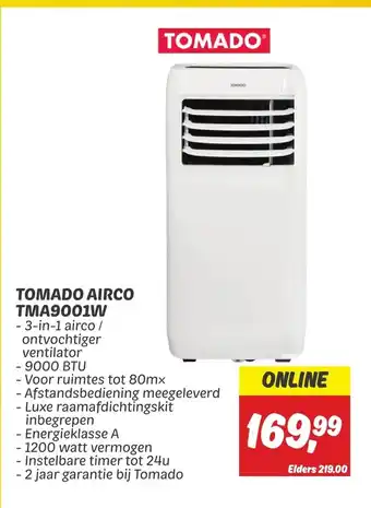 Dekamarkt TOMADO AIRCO TMA9001W aanbieding