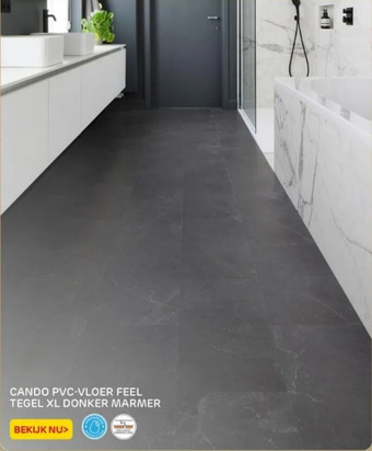 Praxis Cando pvc-vloer feel tegel xl donker marmer aanbieding