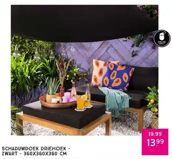 Xenos SCHADUWDOEK DRIEHOEK - ZWART - 360X360X360 CM aanbieding