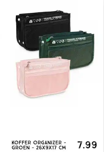 Xenos KOFFER ORGANIZER - GROEN - 26 X 9 X 17 CM aanbieding