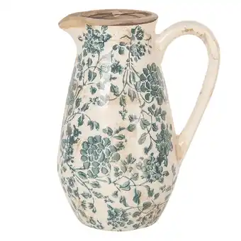 fonQ Clayre & eef decoratieve schenkkan 1300 ml groen keramiek rond aanbieding