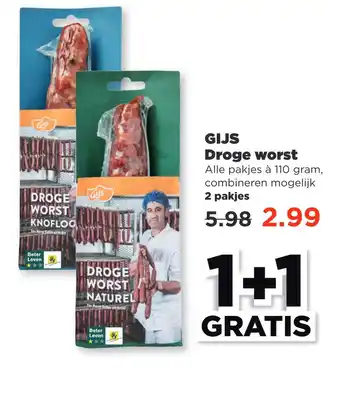 PLUS Gijs droge worst aanbieding