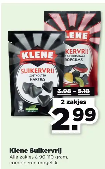 PLUS Klene suikervrij aanbieding