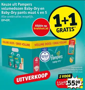 Kruidvat Pampers Baby-Dry en Baby-Dry pants maat 4 en 5 aanbieding