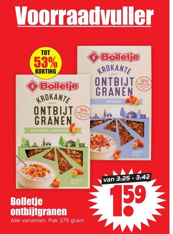 Dirk Bolletje ontbijtgranen 375g aanbieding