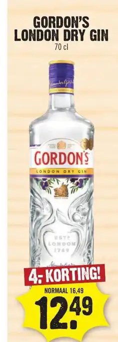 Dirk GORDON'S LONDON DRY GIN 70 cl aanbieding