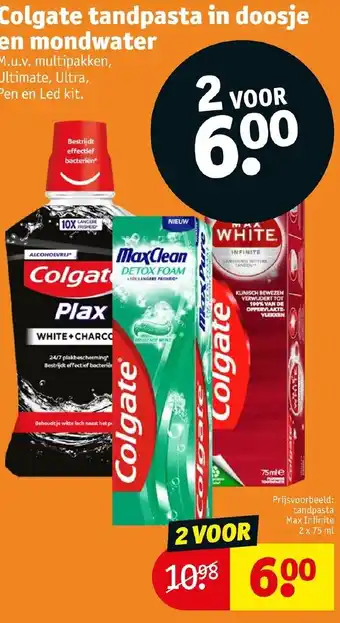 Kruidvat Colgate tandpasta in doosje en mondwater aanbieding