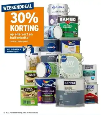 GAMMA 30% korting op alle verf en buitenbeits¹ aanbieding