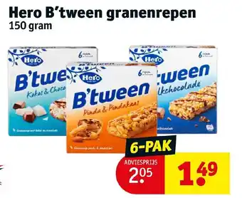 Kruidvat Hero B'tween granenrepen 150 gram aanbieding