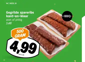 Poiesz Gegrilde spareribs kant-en-klaar zoet of pittig 500 GRAM aanbieding