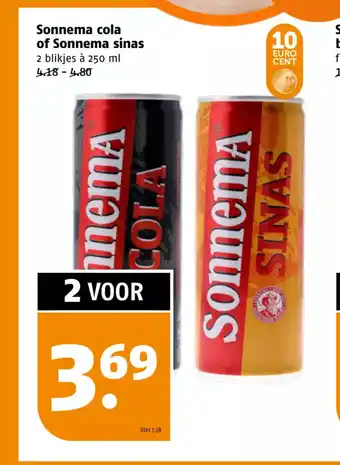 Poiesz Sonnema cola of Sonnema sinas 2 blikjes à 250 ml aanbieding