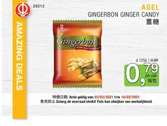 Amazing Oriëntal Agel Gingerbon Ginger Candy 125g aanbieding