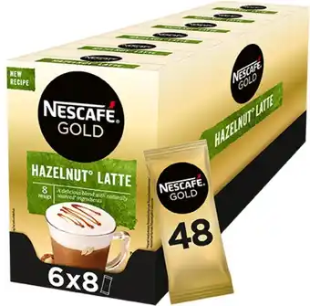 Bol.com Nescafé gold hazelnoot latte oploskoffie - 6 doosjes à 8 zakjes aanbieding