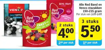 Albert Heijn Alle Red Band en Venco stazakken 190-235 gram ( 3 STUKS ) aanbieding