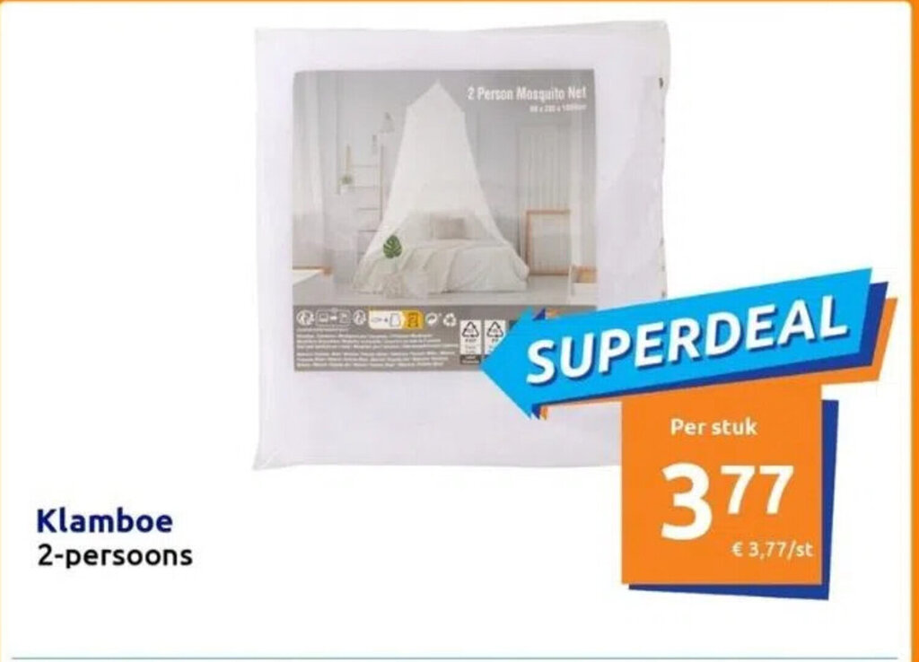 2-persoons witte klamboe - Action products