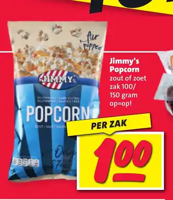 Nettorama Jimmy's Popcorn zout of zoet zak 100/ 150 gram aanbieding