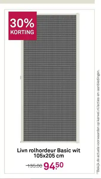 Karwei Livn rolhordeur Basic wit 105x205 cm aanbieding