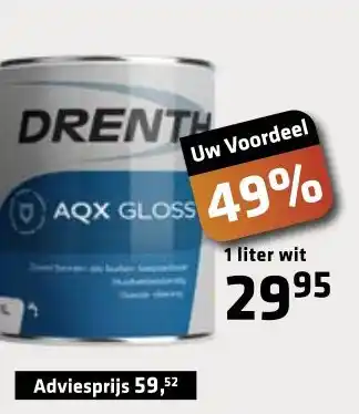 De voordeelmarkt Drenth AQX verf wit 1 liter aanbieding