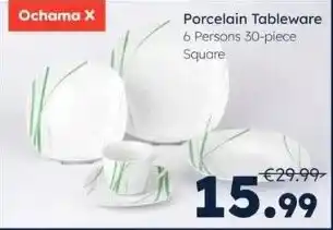 Ochama Porcelain tableware 6 persons 30-piece square aanbieding