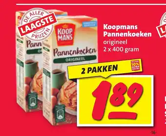 Nettorama Koopmans Pannenkoeken origineel 2x 400 gram aanbieding