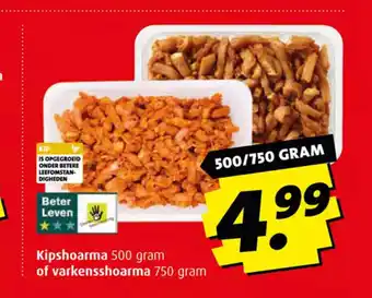 Boni Kipshoarma 500 gram of varkensshoarma 750 gram aanbieding