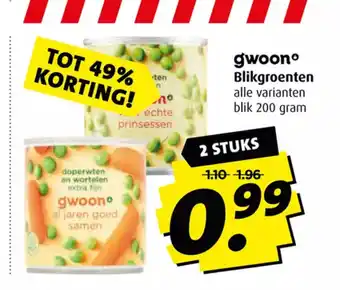 Boni gwoon Blikgroenten alle varianten blik 200 gram 2 stuks aanbieding