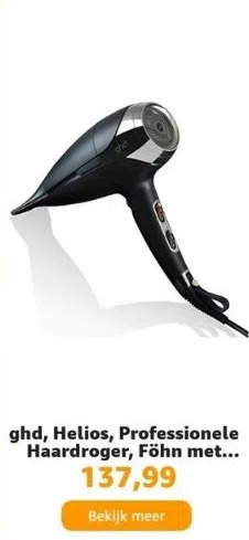 Amazon Ghd, helios, professionele haardroger, föhn met 2200 watt, aeroprecis technologie, zwart aanbieding