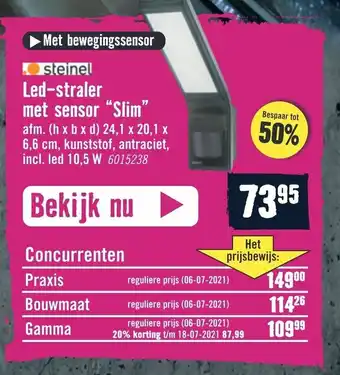 Hornbach Led-Straler Met Sensor "Slim" 24,1 x 20,1 x 6,6 cm6015238 aanbieding