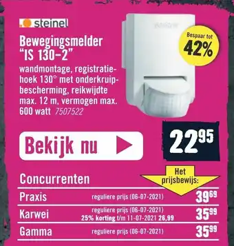 Hornbach Bewegingsmelder "IS 130-2" 600 watt  7507522 aanbieding