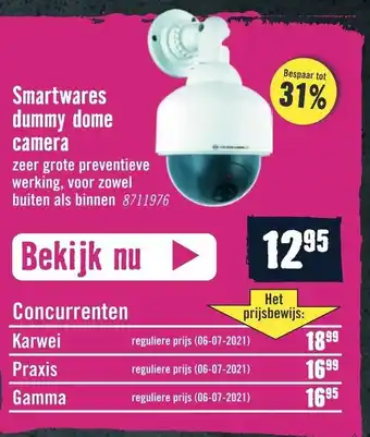 Hornbach Smartwares Dummy Dome Camera 8711976 aanbieding