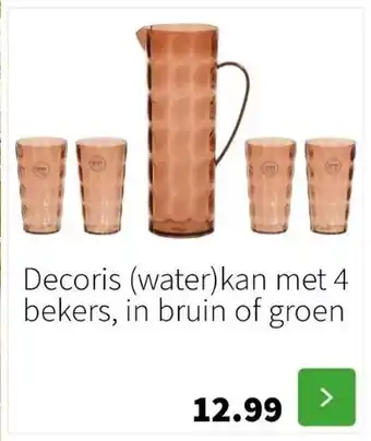 Intratuin Decoris (water)kan met 4 bekers, in bruin of groen aanbieding