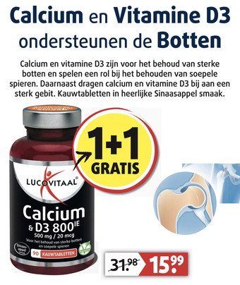 Lucovitaal Calcium en vitamine d3 ondersteunen de botten aanbieding
