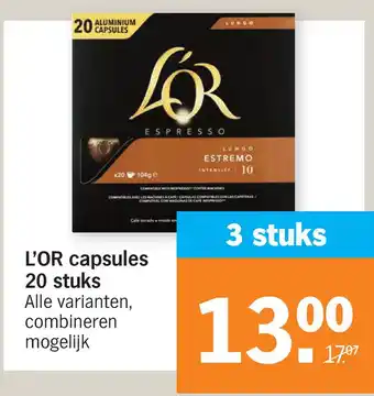 Albert Heijn L'OR capsules 20 stuks aanbieding