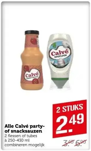 Coop Alle calvé partyof snacksauzen 2 flessen of tubes à 250-430 ml combineren mogelijk aanbieding