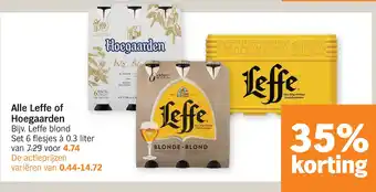 Albert Heijn Alle Leffe of Hoegaarden 0.3 liter aanbieding